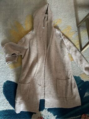 Ricki's Hooded Open-Front Sweater Cardigan - Taupe